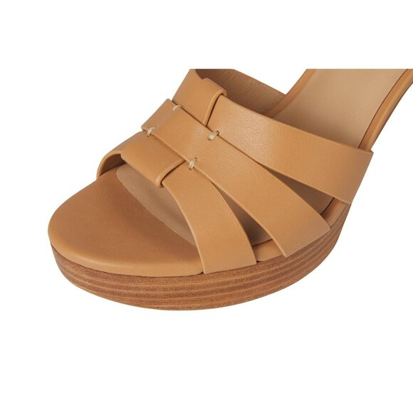 Lauren Ralph Lauren Womens Soffia Nappa Leather Sandal Block Heel Buff Brown 8B - Picture 13 of 14